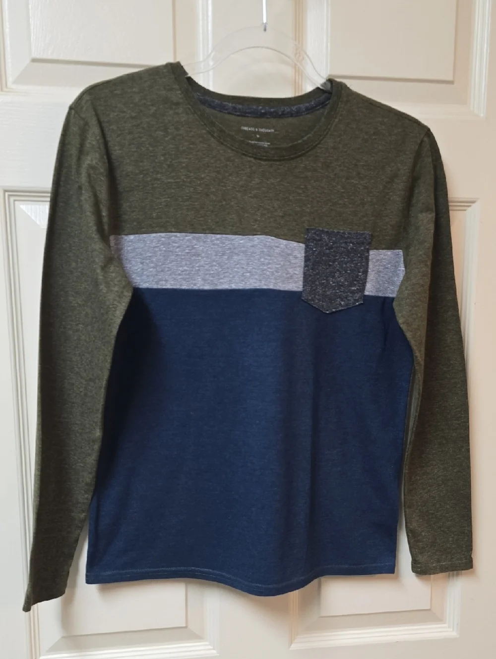 Threads 4 Thought | Long-Sleeve | Shirt | Olive, Navy & Gray | Sz 14